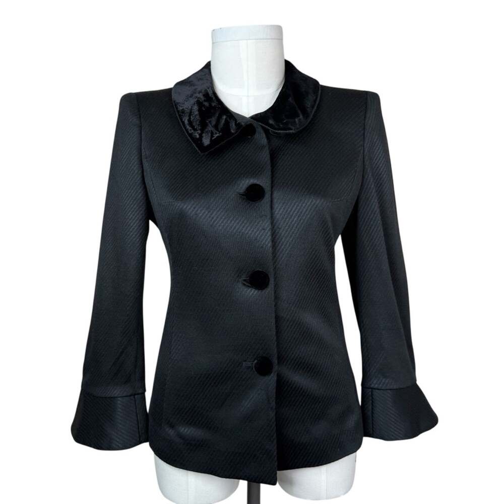 Giorgio Armani Black Wool Blend Velvet Buttons Blazer Women’s Sz EU(46) US(10)